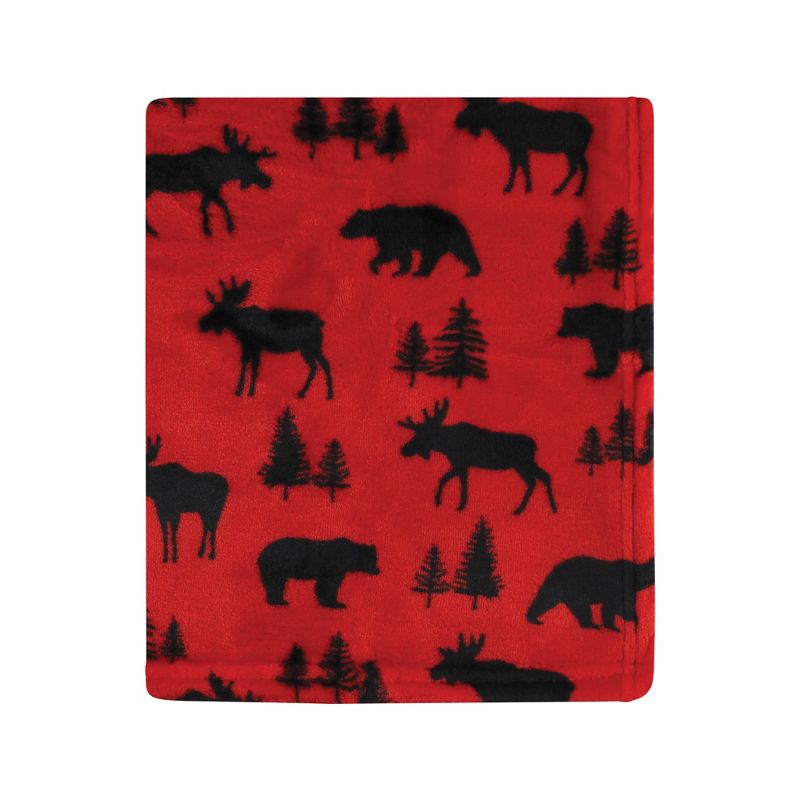 Hudson Baby Unisex Baby Silky Plush and Coral Fleece Blanket, Red Moose Bear, 30x36 inches, 3 of 5
