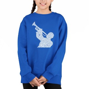 LA Pop Art All Time Jazz Songs - Girl's Word Art Crewneck Sweatshirt - 1 of 3