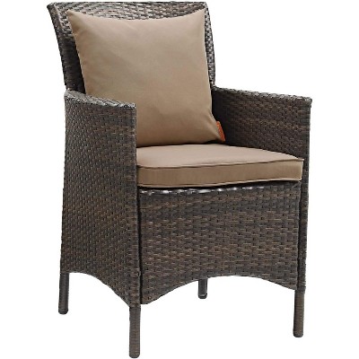 Modway Conduit Outdoor Patio Wicker Rattan Dining Armchair Brown Mocha