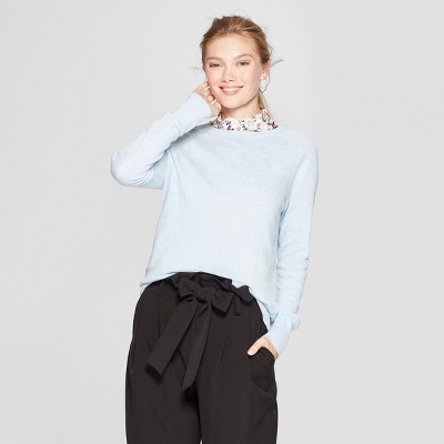 light blue crew neck sweater women's