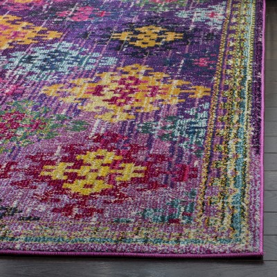 Elegant Monaco 59'' Rectangular Purple Multi Geometric Area Rug