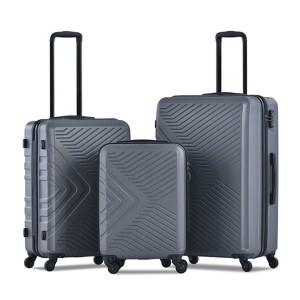 3pcs Luggage Set, 20+24+28 inch Hard Shell Suitcase with Two Hooks, Spinner Wheels 4Q -ModernLuxe - 1 of 4