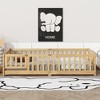 COWLOWN Twin Size Floor Bed with Safety Fence & Door, Rubber Wood Montessori Bed for Toddlers - 3 of 4