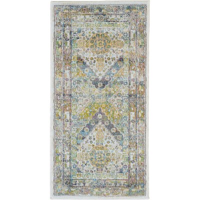 Global Vintage GLB07 Blue/Green Area Rug Farmhouse Vintage Diamonds By Nourison