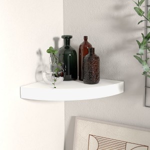 VidaXL Floating Corner Shelf White 9.8Inchx9.8Inchx1.5Inch MDF - 1 of 4