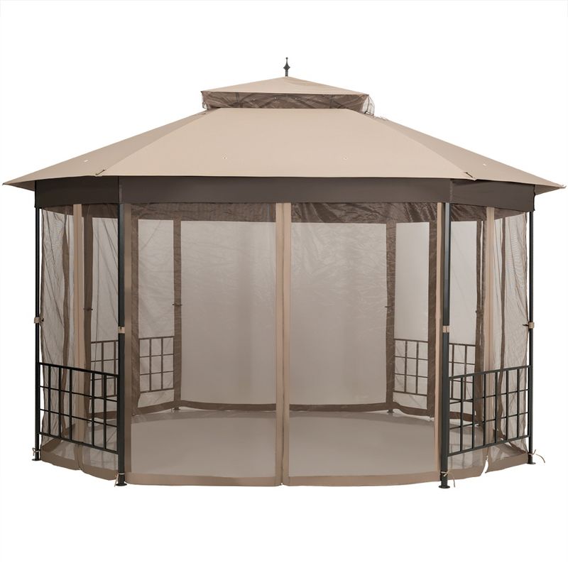10' x 12' Octagonal Canopy Tent Patio Gazebo Canopy Shelter W/ Mosquito Netting, 4 of 6