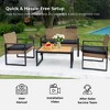 TiramisuBest 4PCS Patio Seating Sets Acacia Wood Top Pe Rattan Balcony Conversation Chairs and Coffee Table Adjustable Washable Cushions - 4 of 4