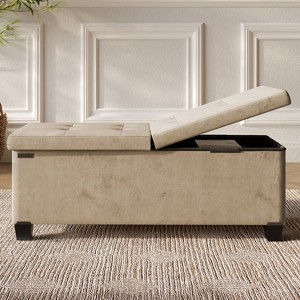 StorageBud Storage Ottoman for Bedroom End of Bed, Velvet Storage Bench, Large Storage Ottoman Bench, Entryway Bench with Storage - 1 of 4