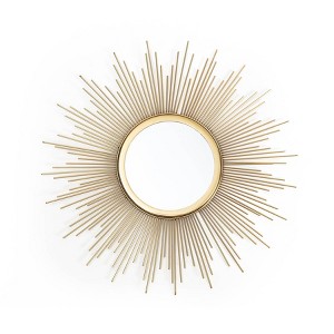 Brewster Opal Gold Starburst Metal Wall Mirror: 20" Round, Iron Frame, No Assembly Required - 1 of 4