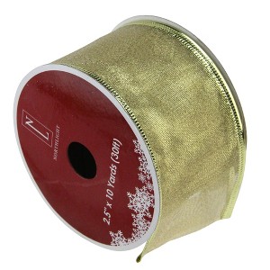 Northlight Club Pack of 12 Gold Wired Christmas Craft Ribbon Spools 2.5" x 120 Yards - 1 of 3