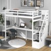 CAVINAS Twin Size Loft Bed with Desk Pinewood Bed Frame with Guardrail and Storage Stairs for Bedroom - 2 of 4