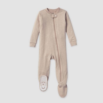 Image of Burt's Bees Baby® Baby Lyocell Snug Fit Footed Pajamas - Tan 6-9M