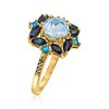 Ross-Simons 1.50-1.80 Carat Sky Blue Topaz and 1.06 ct. t.w. Sapphire Ring in 18kt Gold Over Sterling - 3 of 4