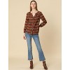 Allegra K Women's Casual Plaid Blouse Button Up V-Neck Long Sleeve Western Shirt - 3 of 4