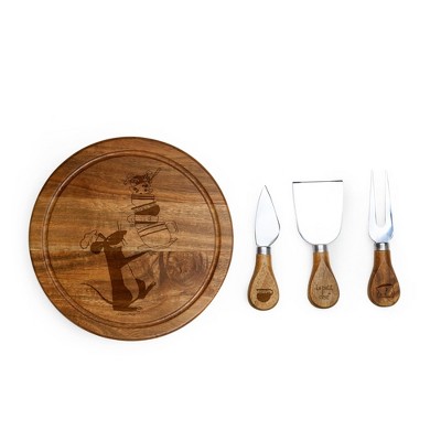 Toscana Ratatouille Acacia Brie Cheese Cutting Charcuterie Board and Tools Set