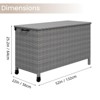 120 Gallon Outdoor Storage Box - Waterproof Wicker Rattan Patio Deck Box with Wheels & Handle for Cushions, Garden Tools, Pool Supplies - 3 of 4