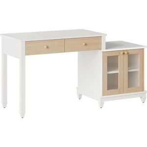 Tribesigns Office Desk with Storage, Modern Large Computer Desk with Drawers and Printer Space for Home Office, White and Light Walnut - 1 of 4