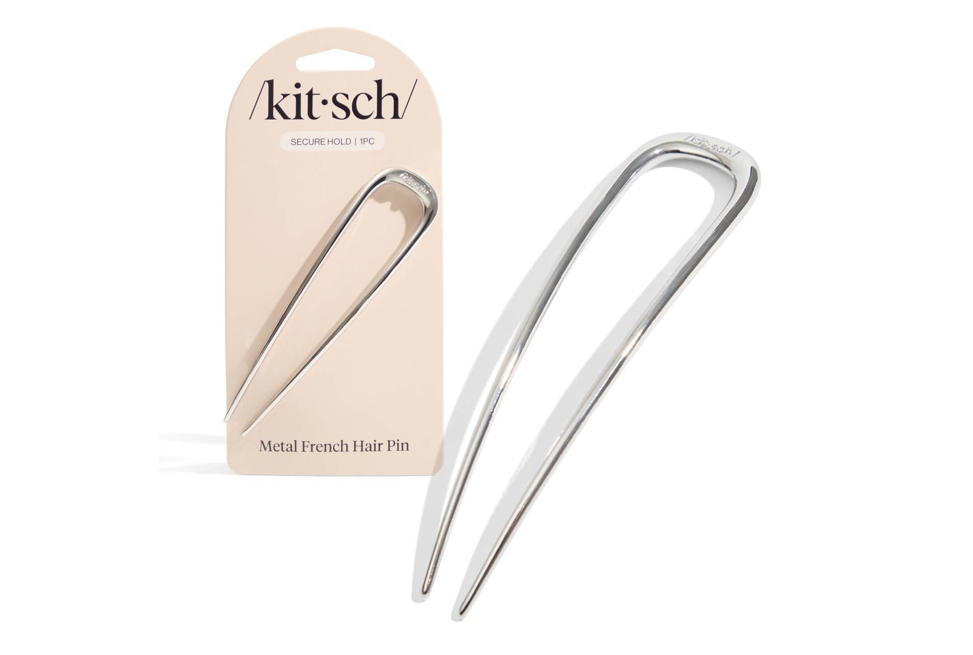 Kitsch Metal French Hair Pin - Silver: For Hair Styling, All Hair Types, Contains 1 Piece