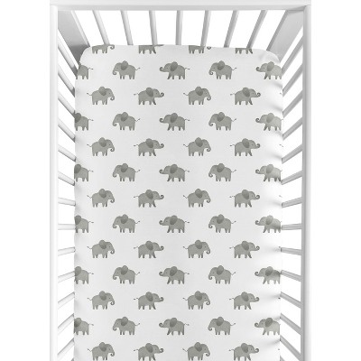 Sweet Jojo Designs Gender Neutral Baby Fitted Crib Sheet Elephant Grey ...