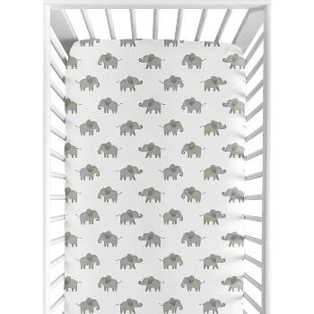 Sweet Jojo Designs Gender Neutral Baby Fitted Crib Sheet Elephant Grey and White