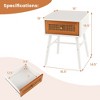Costway 1/2 PCS Nightstand with Storage Drawer Rattan Decoration Solid Wood Legs for Bedroom - 3 of 4