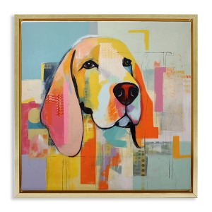 Stupell Industries Abstract Dog Portrait Floating Frame Canvas Art - 1 of 4