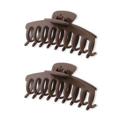 LA Glam Co. Nude 4" Casual Ladies Claw Clips - All Hair - 2-Pack - Dark Brown
