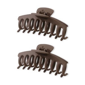 LA Glam Co. Nude 4" Casual Ladies Claw Clips - All Hair - 2-Pack - Dark Brown - 1 of 1