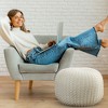 Cheer Collection 18" Round Cable Knit Pouf Ottoman - 4 of 4