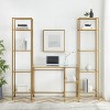 3pc Aimee Desk and Etagere Set Soft Gold - Crosley: Glass Surface, Steel Frame, Open Storage Shelf - 3 of 4