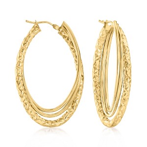 Ross-Simons Italian 10kt Yellow Gold Diamond-Cut and Polished Triple-Hoop Earrings - 1 of 4