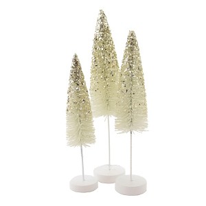 Bethany Lowe 12.0 Inch Platinum Bottle Brush Trees Glittered Flocked Bottle Brush Trees - 1 of 3