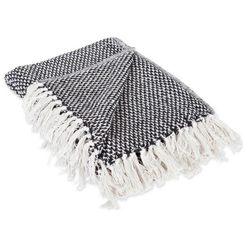 50"x60" Woven Throw Blanket Black - Design Imports: Hypoallergenic ...