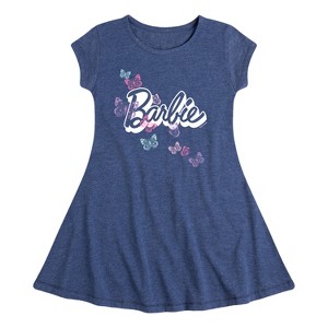 Girls' - Barbie - Butterfly Logo Fit & Flair Cap Sleeve Dress - 1 of 2