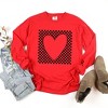 Simply Sage Market Women's Checkered Heart Cut Out Long Sleeve Garment Dyed Tee - 3 of 4