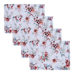 Split P Split P First Snow Floral Red Placemats Set Of 4 - 1 of 4