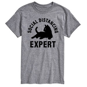 Men's - Instant Message - Cat Social Distancing Expert Short Sleeve Graphic T-Shirt - 1 of 4