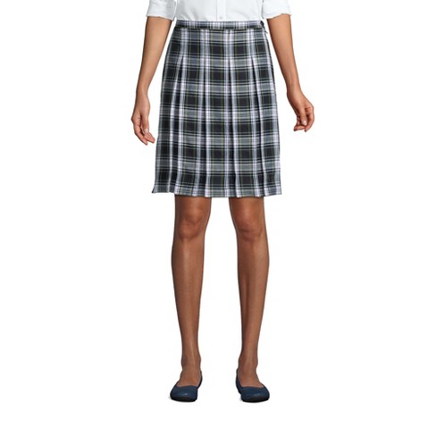 Lands End Women s Plaid Box Pleat Skirt Top Of The Knee 0 White Plaid Target