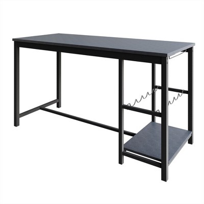 Black Metal 3-Piece Dining Set with Wine Storage