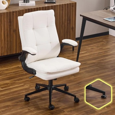 VINGLI Comfy Leather Office Desk Chair,Ergonomic High-Back Computer Gaming Chair with Dual-Base,360 Swivel Task Chair for Home Office