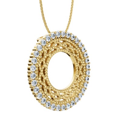 Pompeii3 1/3Ct Circle Diamond Pendant 14k Gold 3/4" Tall Necklace Lab Created