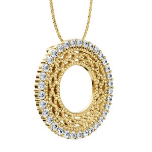 Pompeii3 1/3Ct Circle Diamond Pendant 14k Gold 3/4" Tall Necklace Lab Created - 1 of 2