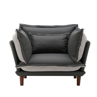 Modern Oversized Upholstered Chenille Accent Armchair,Curved Embraced Shape Single Sofa,Comfy Lounge Chair for Living Room Bedroom-Coolbibila