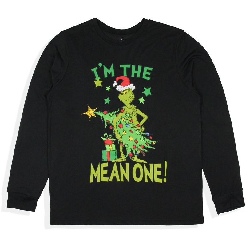 Dr. Seuss The Grinch Men's I'm The Mean One Adult Lounge Pajama Sleep Set, 2 of 6