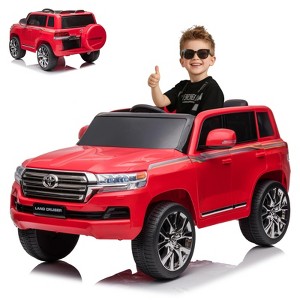 Licensed Toyota Land Cruiser 12V Kids Ride-On Car Truck, 2-Seater, 3 Speeds, Remote Control, LED Lights, Music & Horn - 1 of 4