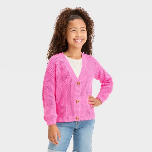 Girls hot sale fuschia cardigan