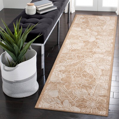 Botanical Sand Floral 24" Synthetic Flat Woven Indoor/Outdoor Rug
