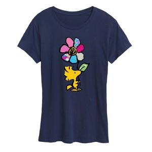 Women's - Peanuts - Woodstock With Flower And Pattern Short Sleeve Graphic T-Shirt - 1 of 4