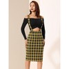 Allegra K Women's Plaid Shiny High Waist Pencil Midi Suspender Skirt - 3 of 4