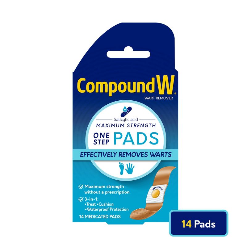 Compound W Maximum Strength One Step Plantar Wart Remover Foot Pads - 14 ct, 1 of 9
